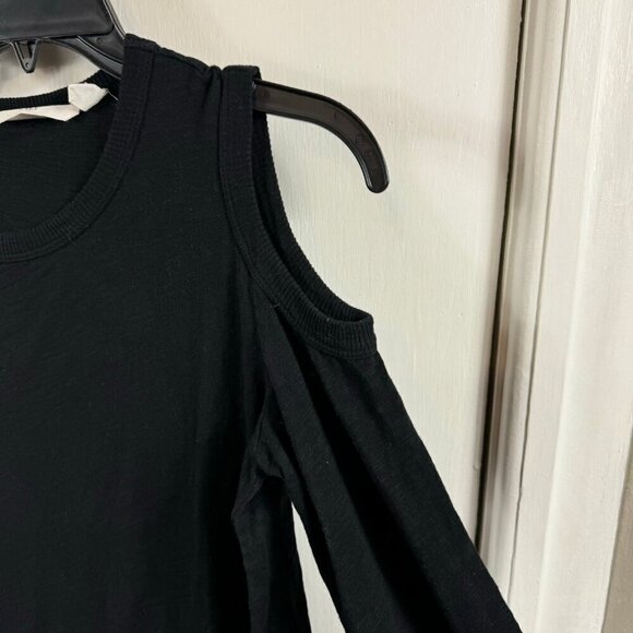 Wilt black 100% cotton cold shoulder round bottom hem long sleeve top - Picture 3 of 8